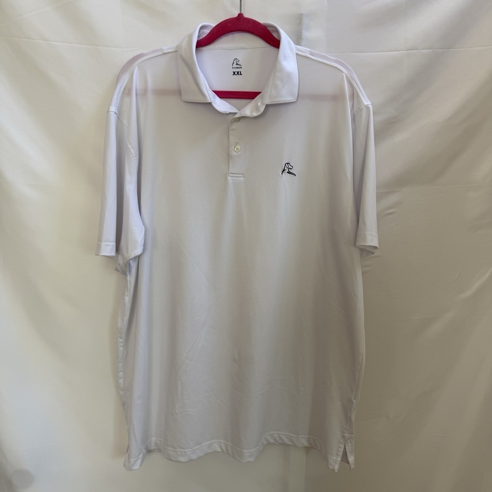 Rhoback Polo Shirt White Stretch Moisture Wicking Performance Golf Mens 2XL